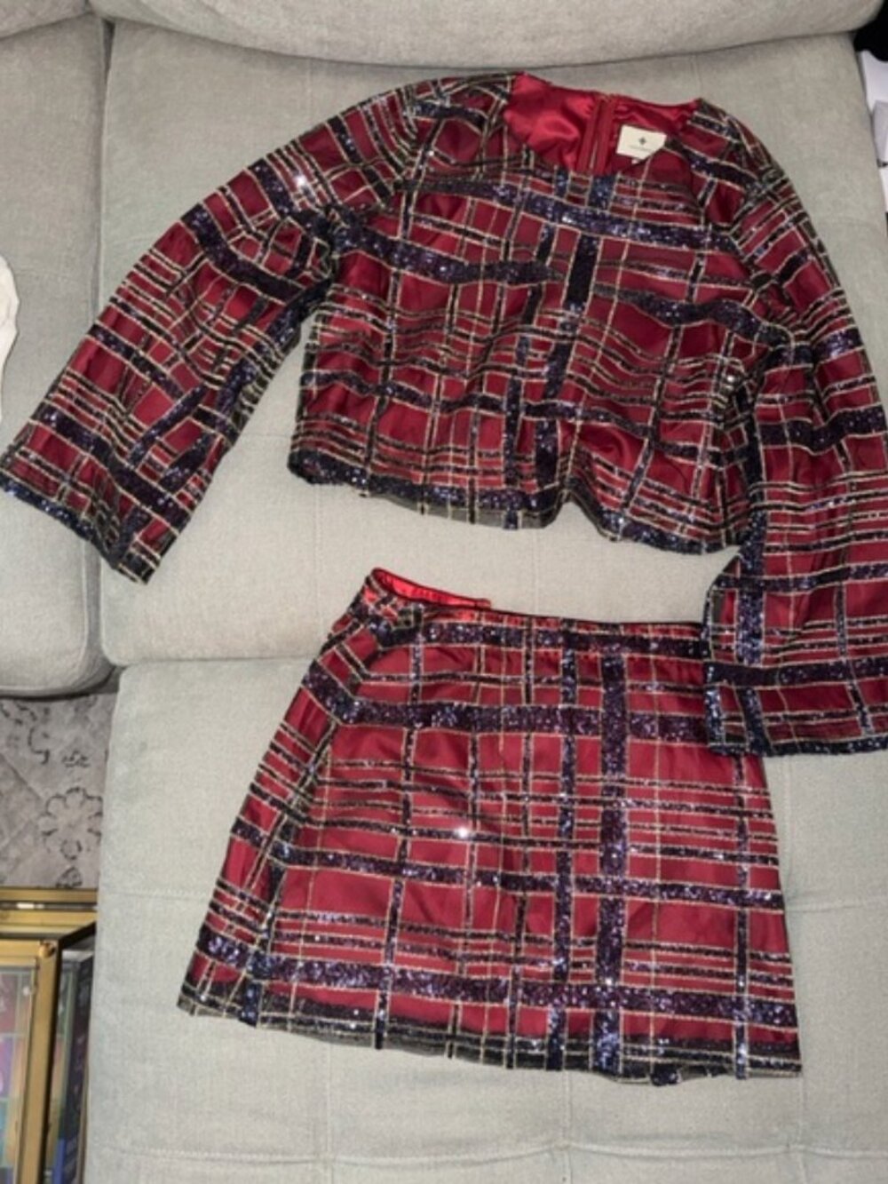 Sequin Plaid Maxine Top + Sequin Plaid Meg Skirt SET small/medium